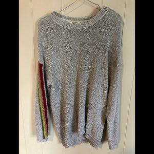 No Comment gray sweater w/ striped sleeve size 2X